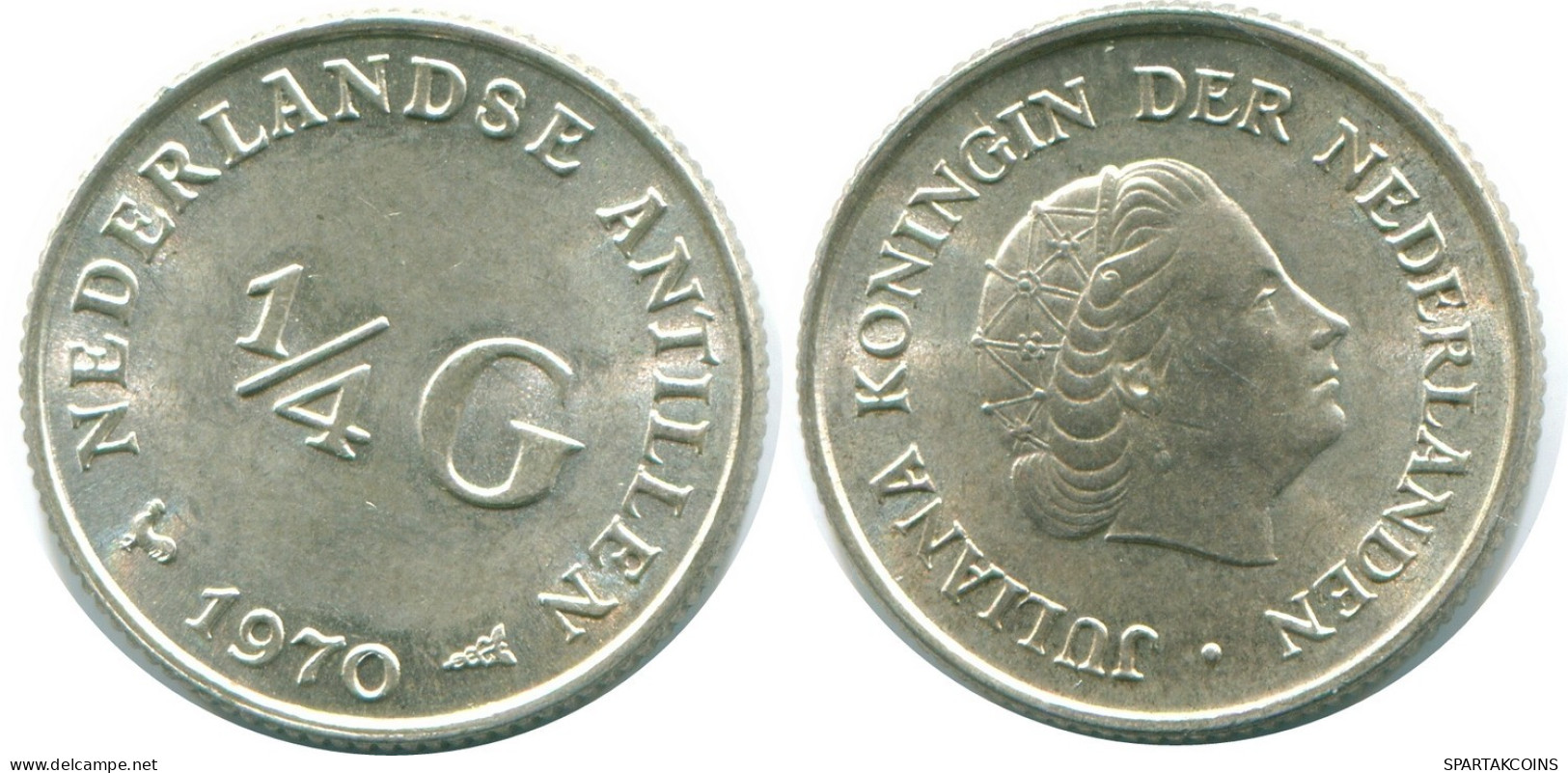 1/4 GULDEN 1970 NIEDERLÄNDISCHE ANTILLEN SILBER Koloniale Münze #NL11640.4.D.A - Antilles Néerlandaises