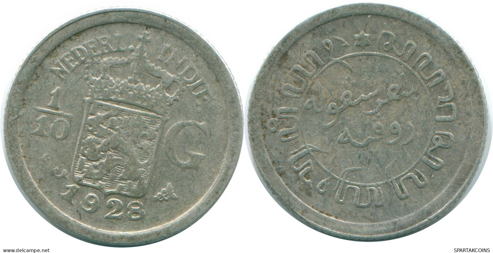 1/10 GULDEN 1928 NETHERLANDS EAST INDIES SILVER Colonial Coin #NL13419.3.U.A - Indes Néerlandaises