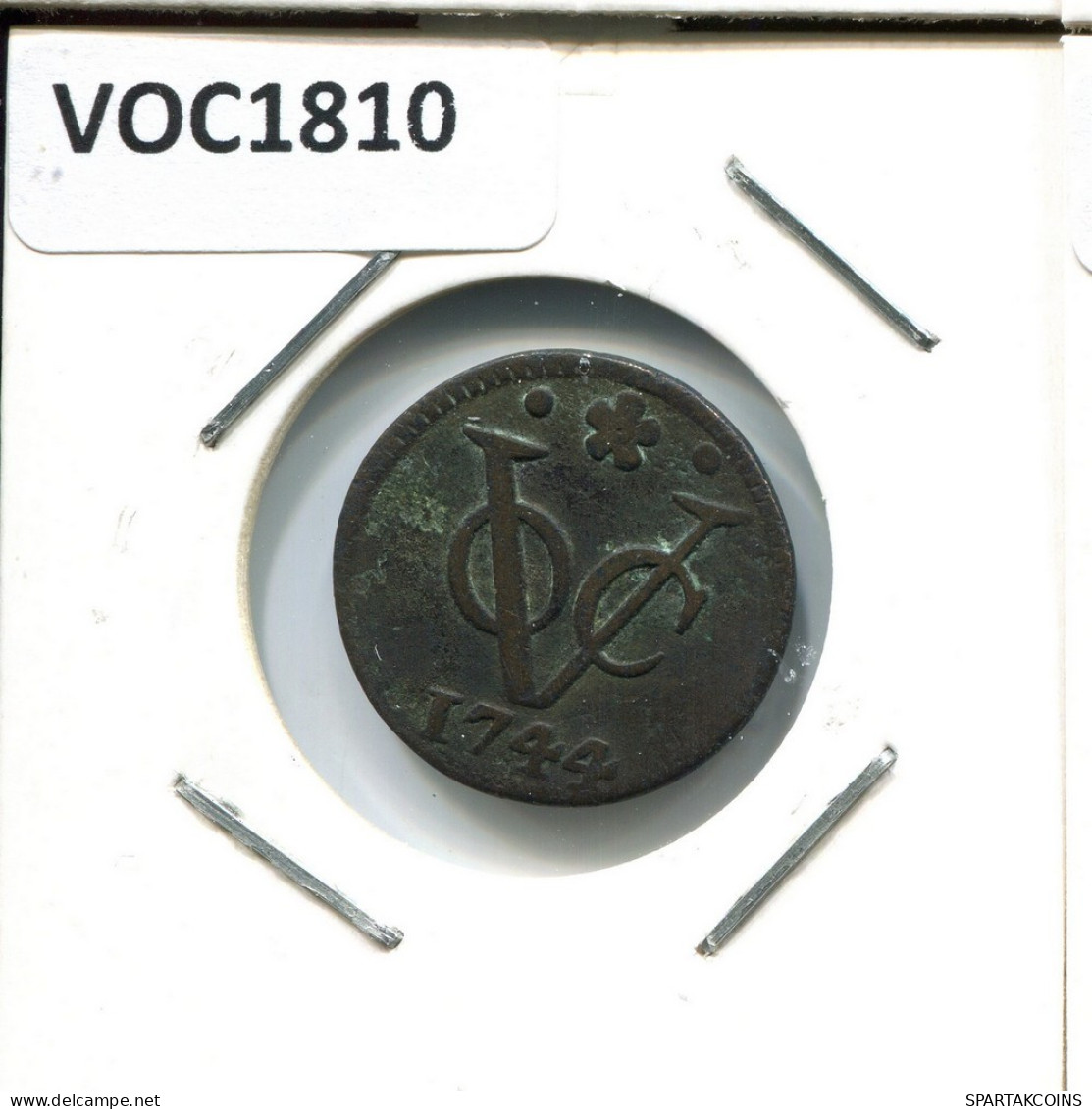 1744 HOLLAND VOC DUIT INDES NÉERLANDAIS NETHERLANDS NEW YORK COLONIAL PENNY #VOC1810.10.F.A - Niederländisch-Indien