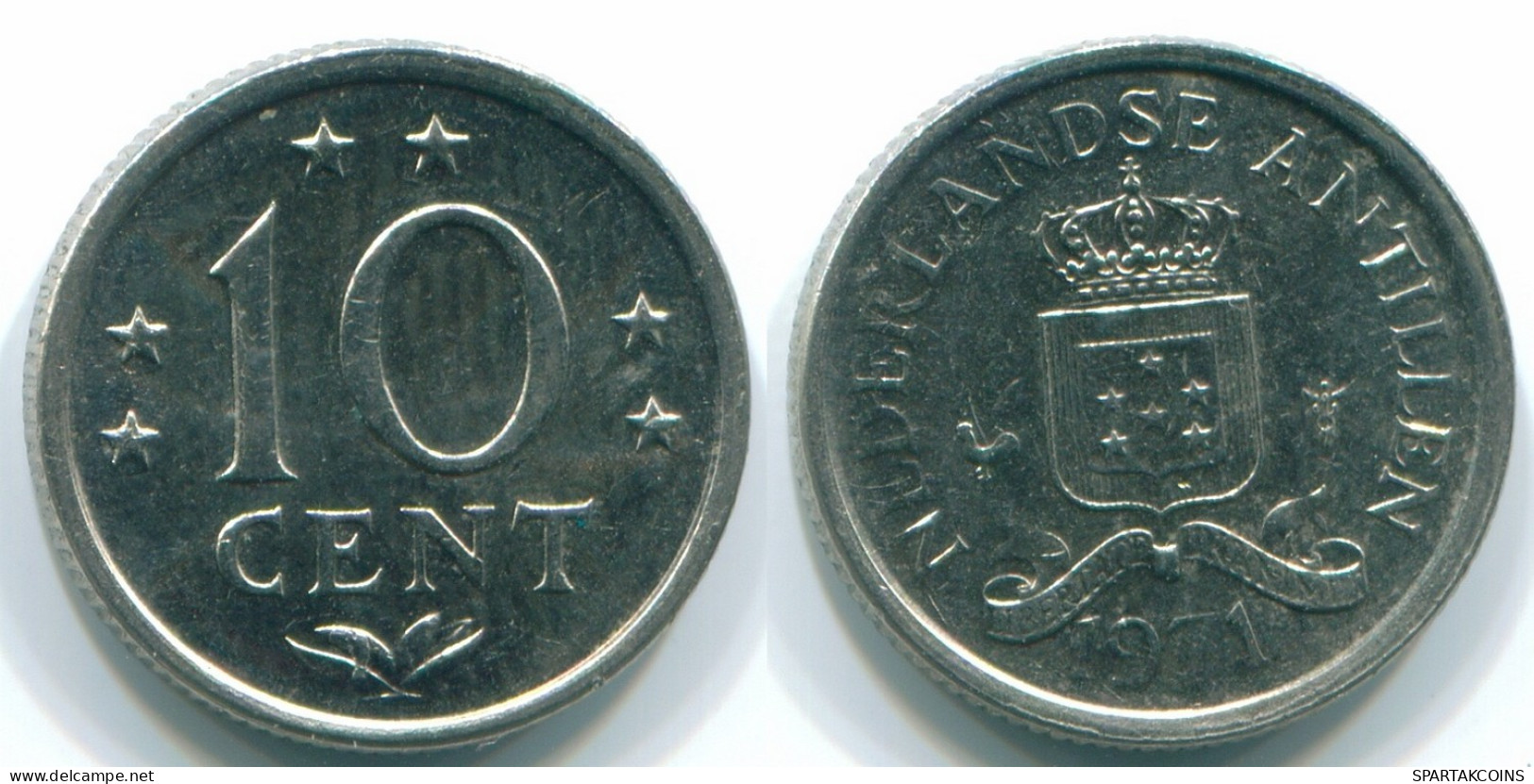 10 CENTS 1971 NIEDERLÄNDISCHE ANTILLEN Nickel Koloniale Münze #S13437.D.A - Antilles Néerlandaises