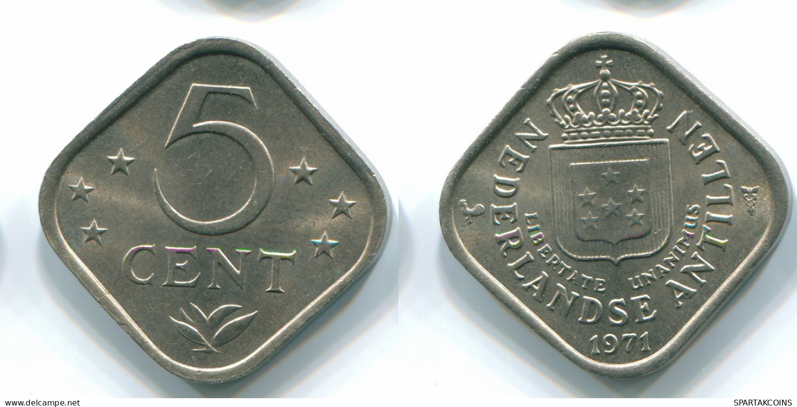 5 CENTS 1971 ANTILLAS NEERLANDESAS Nickel Colonial Moneda #S12209.E.A - Antilles Néerlandaises