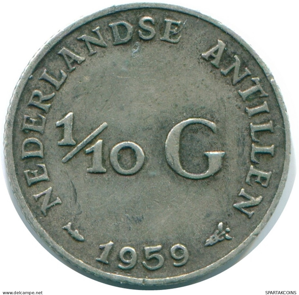1/10 GULDEN 1959 NIEDERLÄNDISCHE ANTILLEN SILBER Koloniale Münze #NL12239.3.D.A - Antilles Néerlandaises
