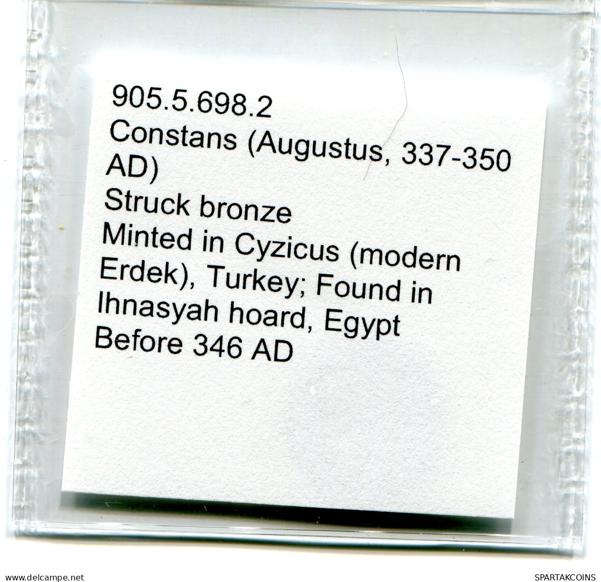 CONSTANS MINTED IN CYZICUS FOUND IN IHNASYAH HOARD EGYPT #ANC11580.14.U.A - The Christian Empire (307 AD To 363 AD)