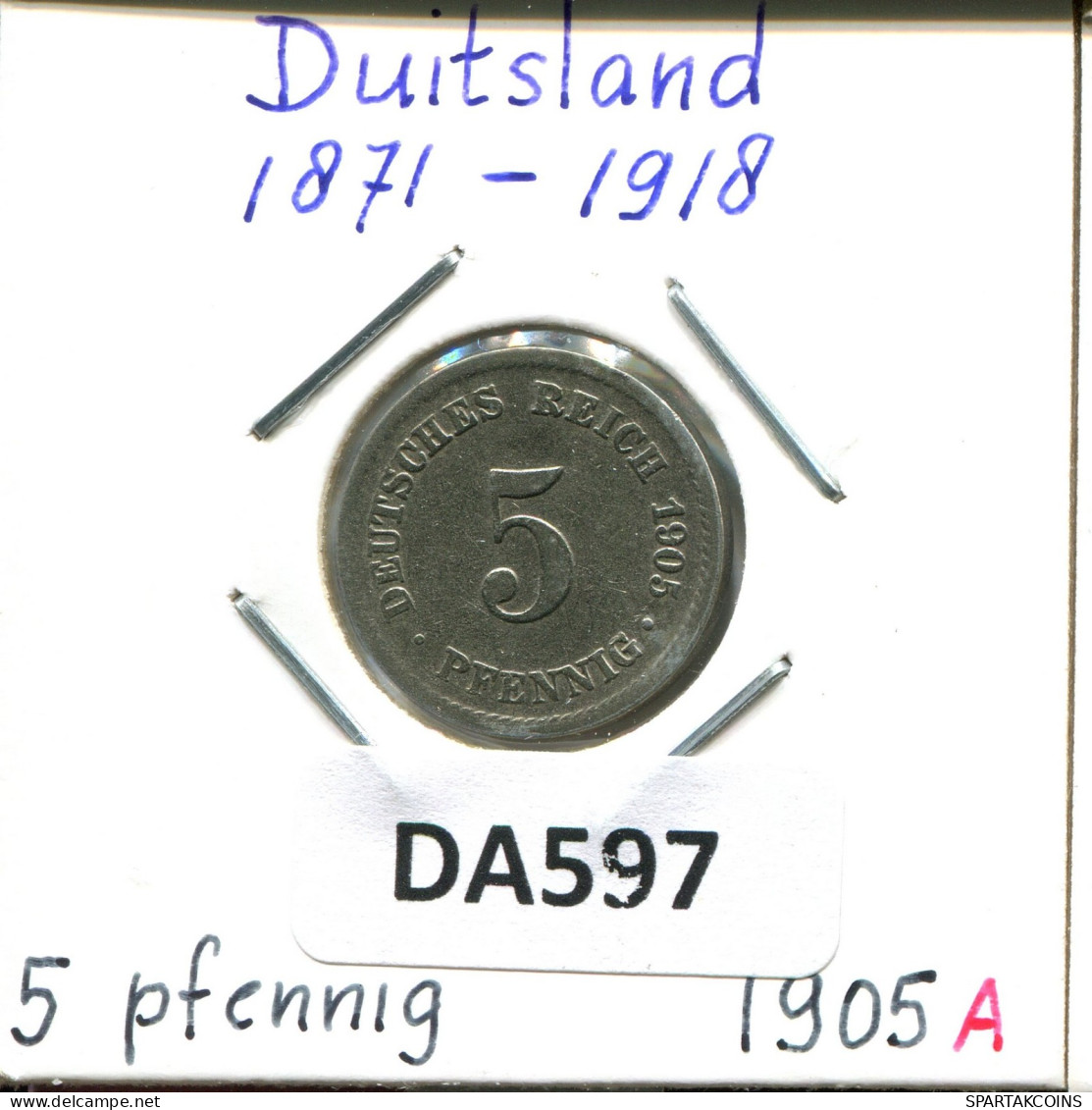 5 PFENNIG 1905 A ALLEMAGNE Pièce GERMANY #DA597.2.F.A - 5 Pfennig