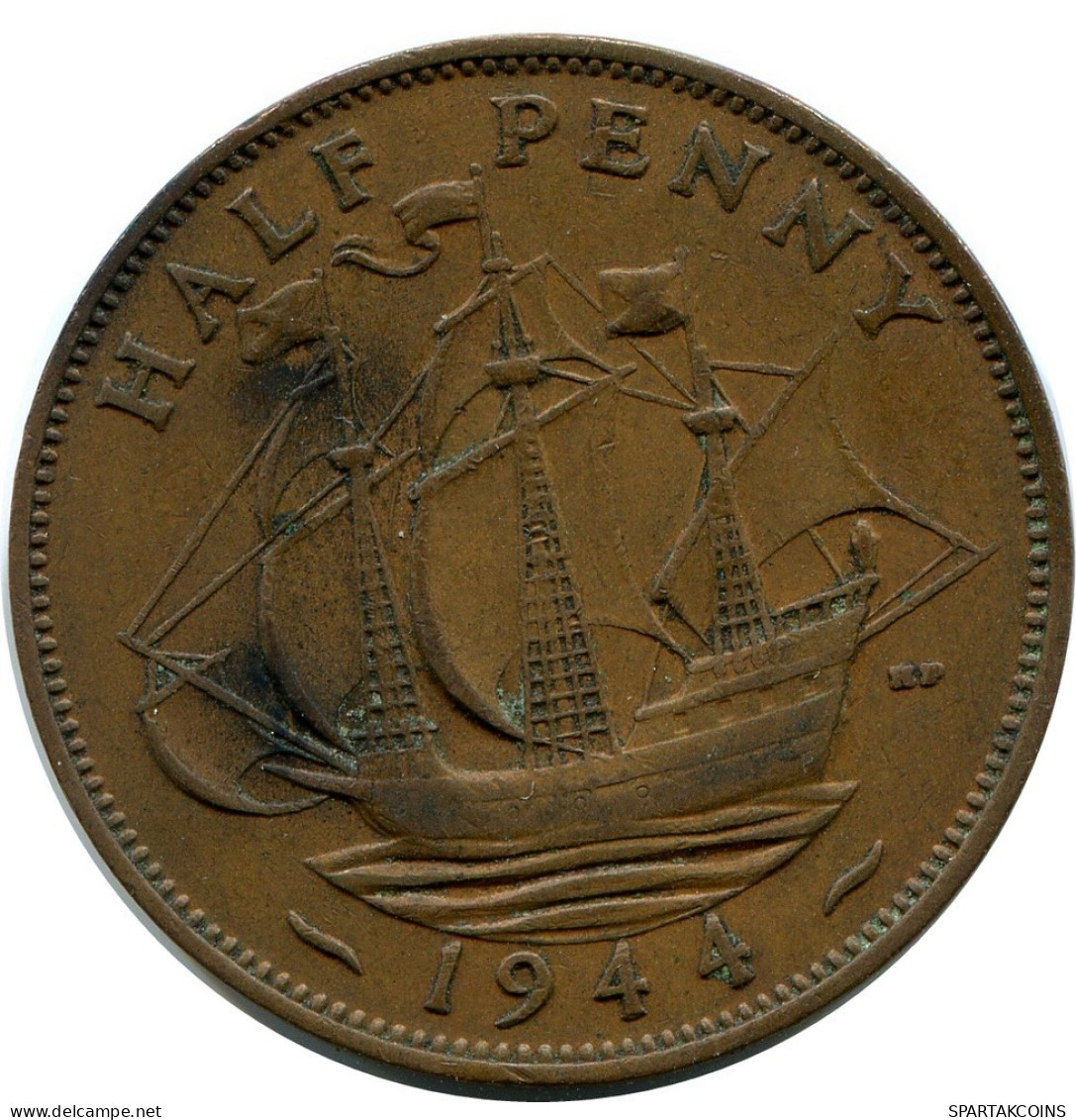HALF PENNY 1944 UK GROßBRITANNIEN GREAT BRITAIN Münze #BA977.D.A - C. 1/2 Penny