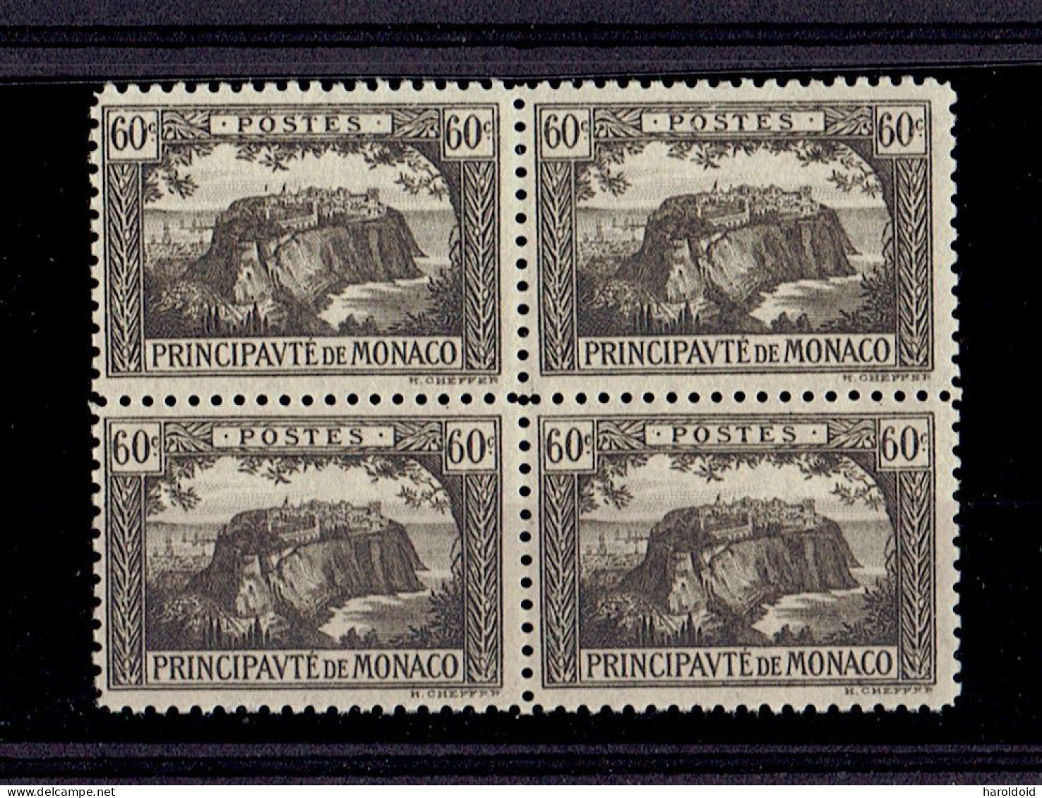 MONACO - N°59"a" BLOC DE 4 - VARIETE FUSEE SOUS POSTE 1er TP EN HAUT A GAUCHE - ** MNH TB - Ongebruikt