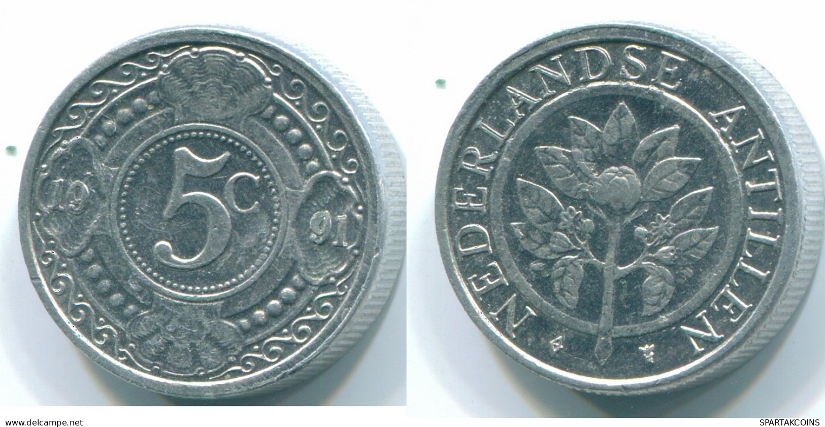 5 CENTS 1991 ANTILLES NÉERLANDAISES Aluminium Colonial Pièce #S13713.F.A - Antilles Néerlandaises