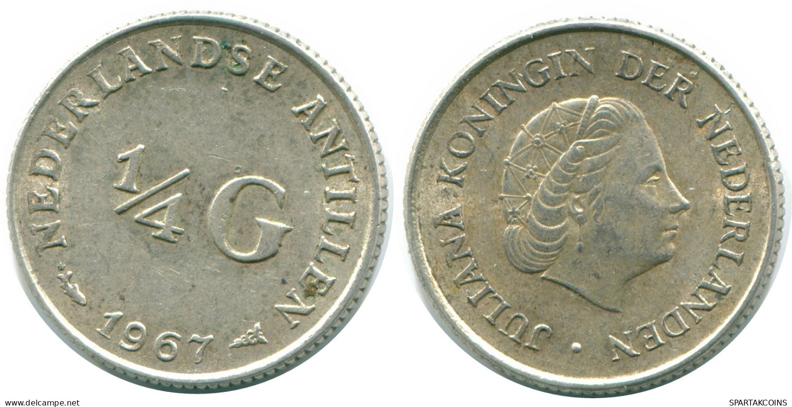 1/4 GULDEN 1967 NIEDERLÄNDISCHE ANTILLEN SILBER Koloniale Münze #NL11541.4.D.A - Antilles Néerlandaises