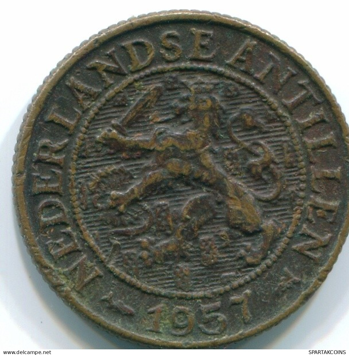 1 CENT 1957 ANTILLAS NEERLANDESAS Bronze Fish Colonial Moneda #S11018.E.A - Antilles Néerlandaises