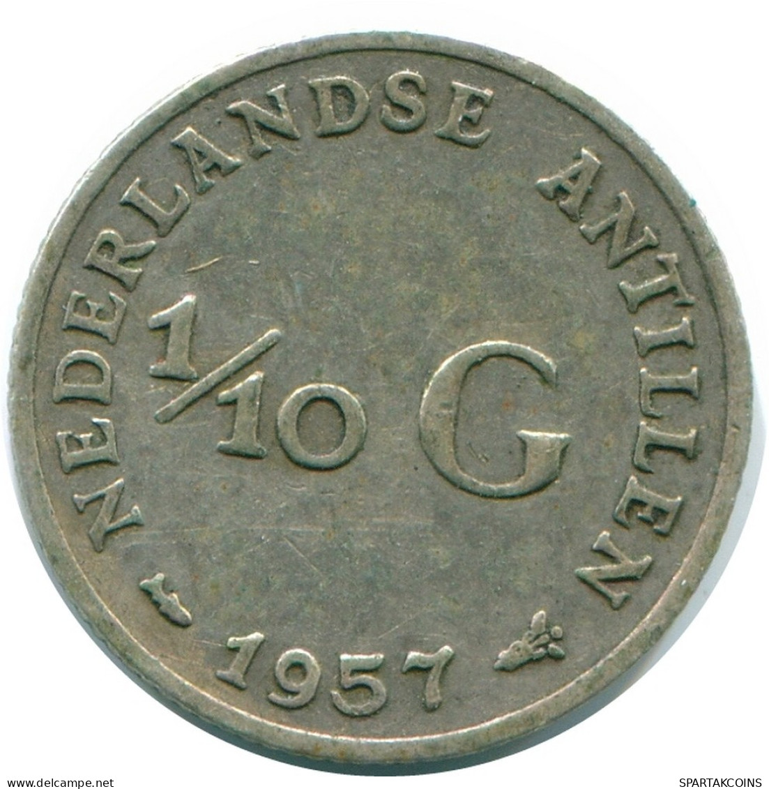 1/10 GULDEN 1957 NETHERLANDS ANTILLES SILVER Colonial Coin #NL12179.3.U.A - Antilles Néerlandaises