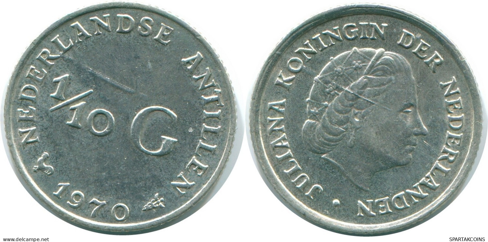 1/10 GULDEN 1970 NIEDERLÄNDISCHE ANTILLEN SILBER Koloniale Münze #NL12978.3.D.A - Antilles Néerlandaises