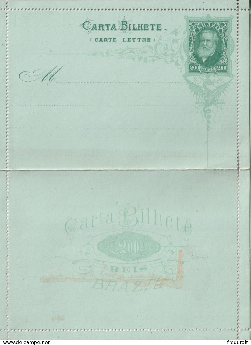 BRESIL - Entiers Postaux - Carte Lettre : 200 Reis - Enteros Postales
