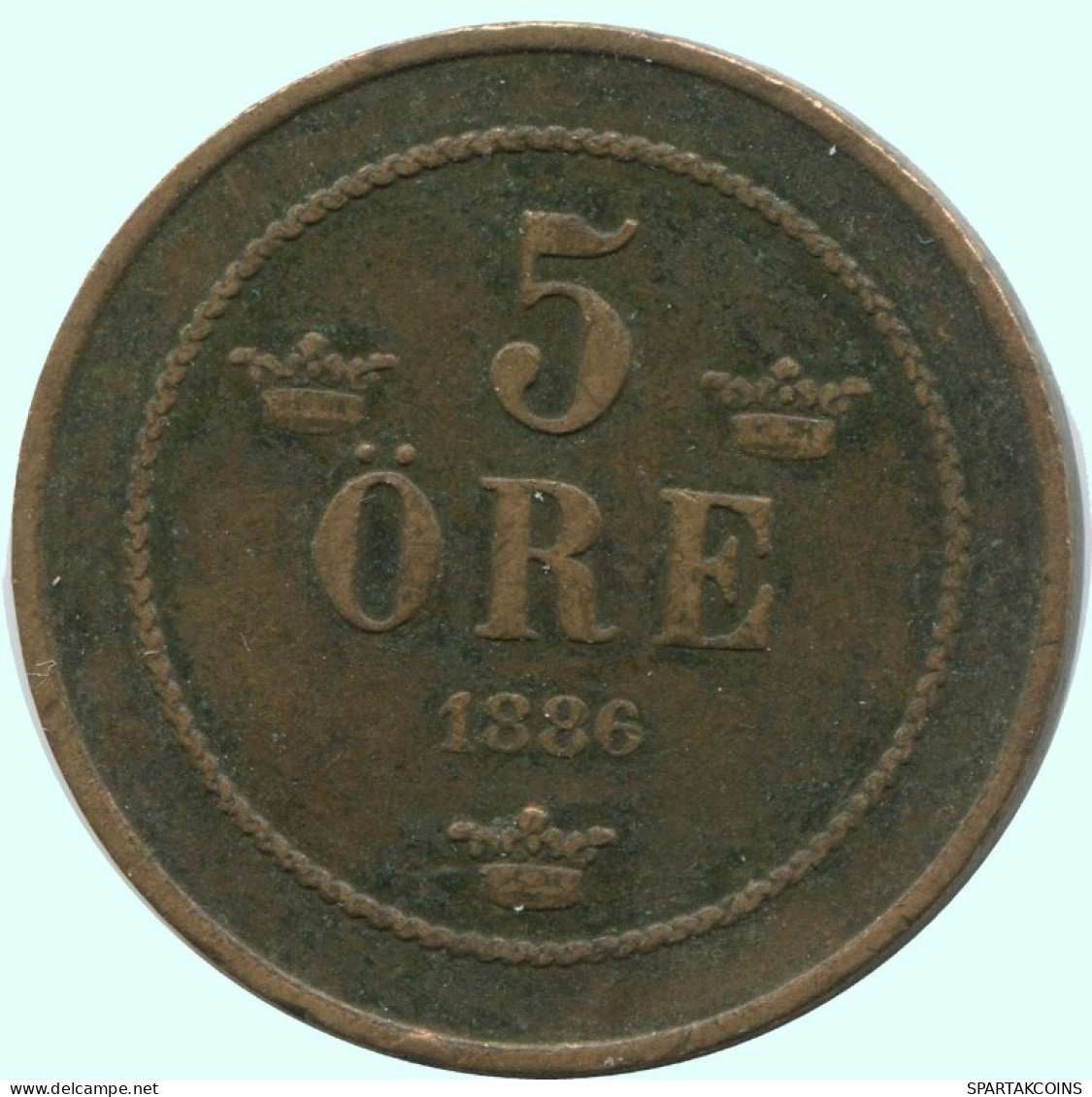 5 ORE 1886 SWEDEN Coin #AC612.2.U.A - Suède