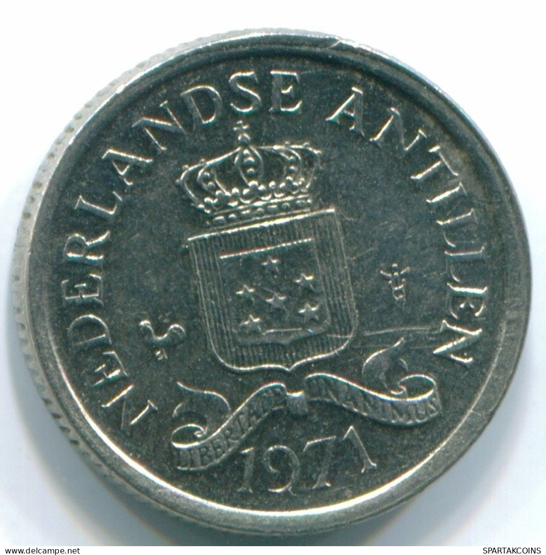 10 CENTS 1971 ANTILLAS NEERLANDESAS Nickel Colonial Moneda #S13446.E.A - Antilles Néerlandaises