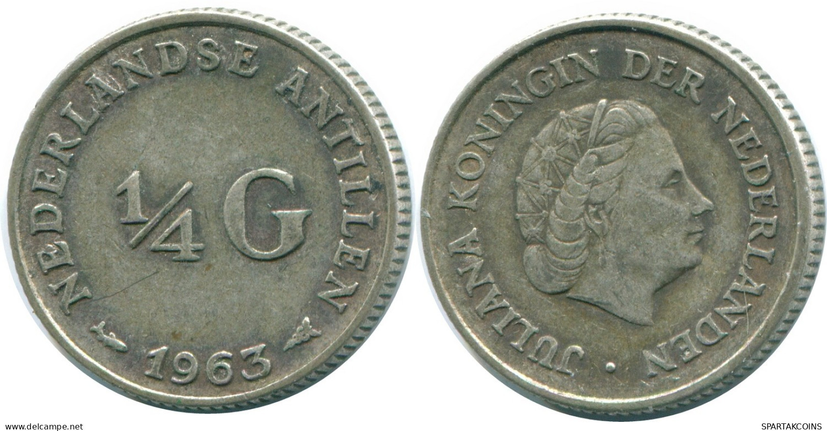 1/4 GULDEN 1963 ANTILLAS NEERLANDESAS PLATA Colonial Moneda #NL11252.4.E.A - Antilles Néerlandaises