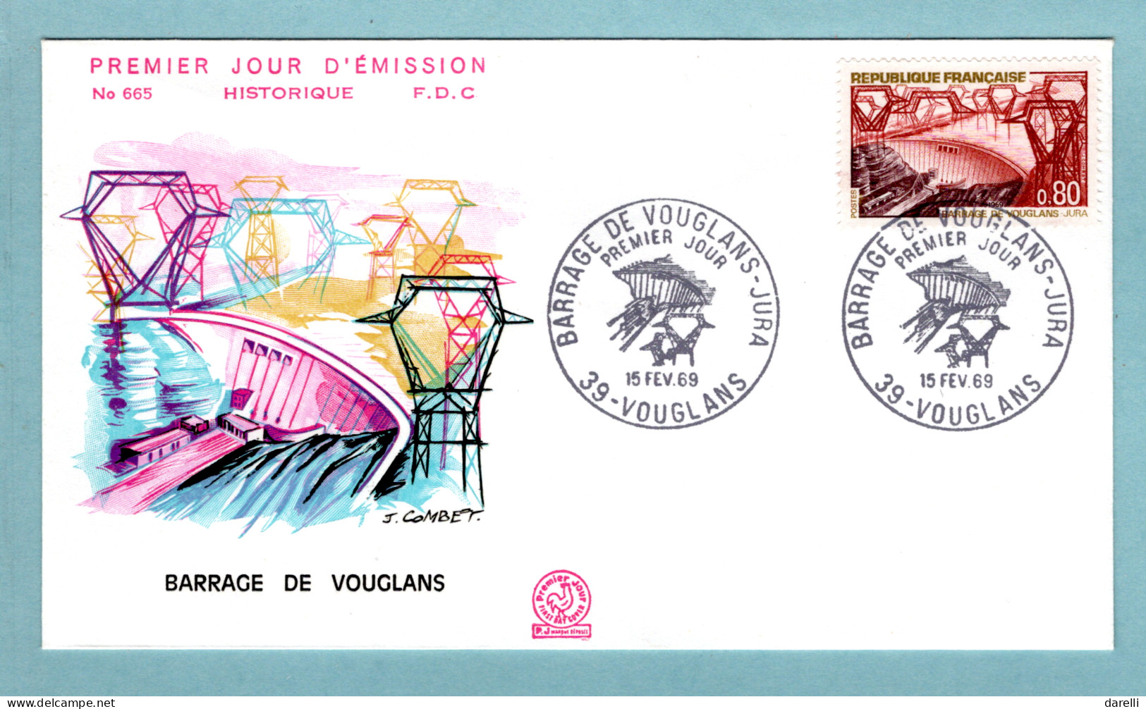 FDC France 1969 - Barrage De Vouglans - YT 1583 - 39 Vouglans - 1960-1969