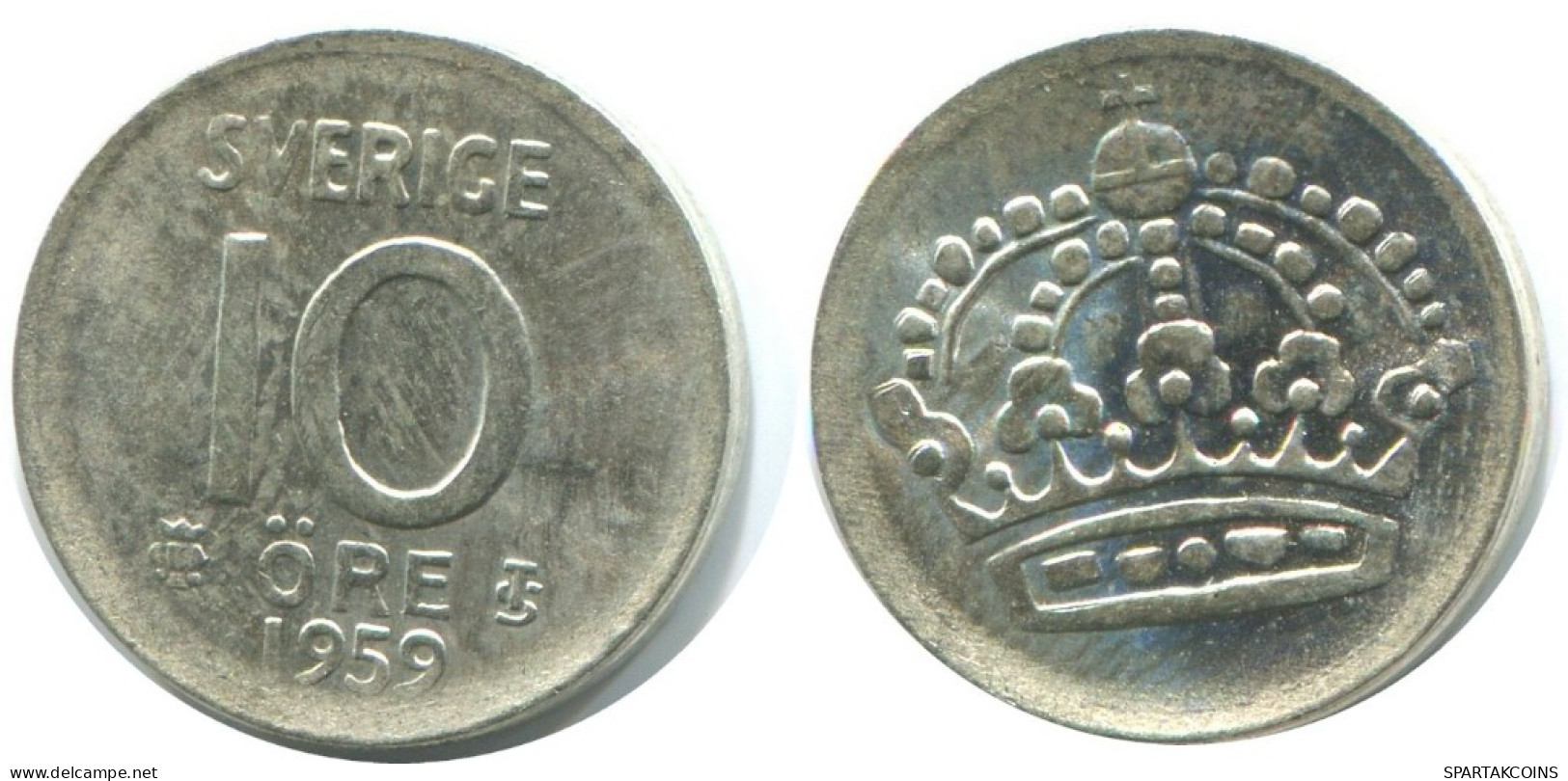 10 ORE 1959 SUECIA SWEDEN PLATA Moneda #AD042.2.E.A - Suède