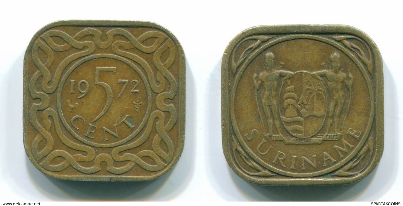 5 CENTS 1972 SURINAM NIEDERLANDE Nickel-Brass Koloniale Münze #S12970.D.A - Suriname 1975 - ...