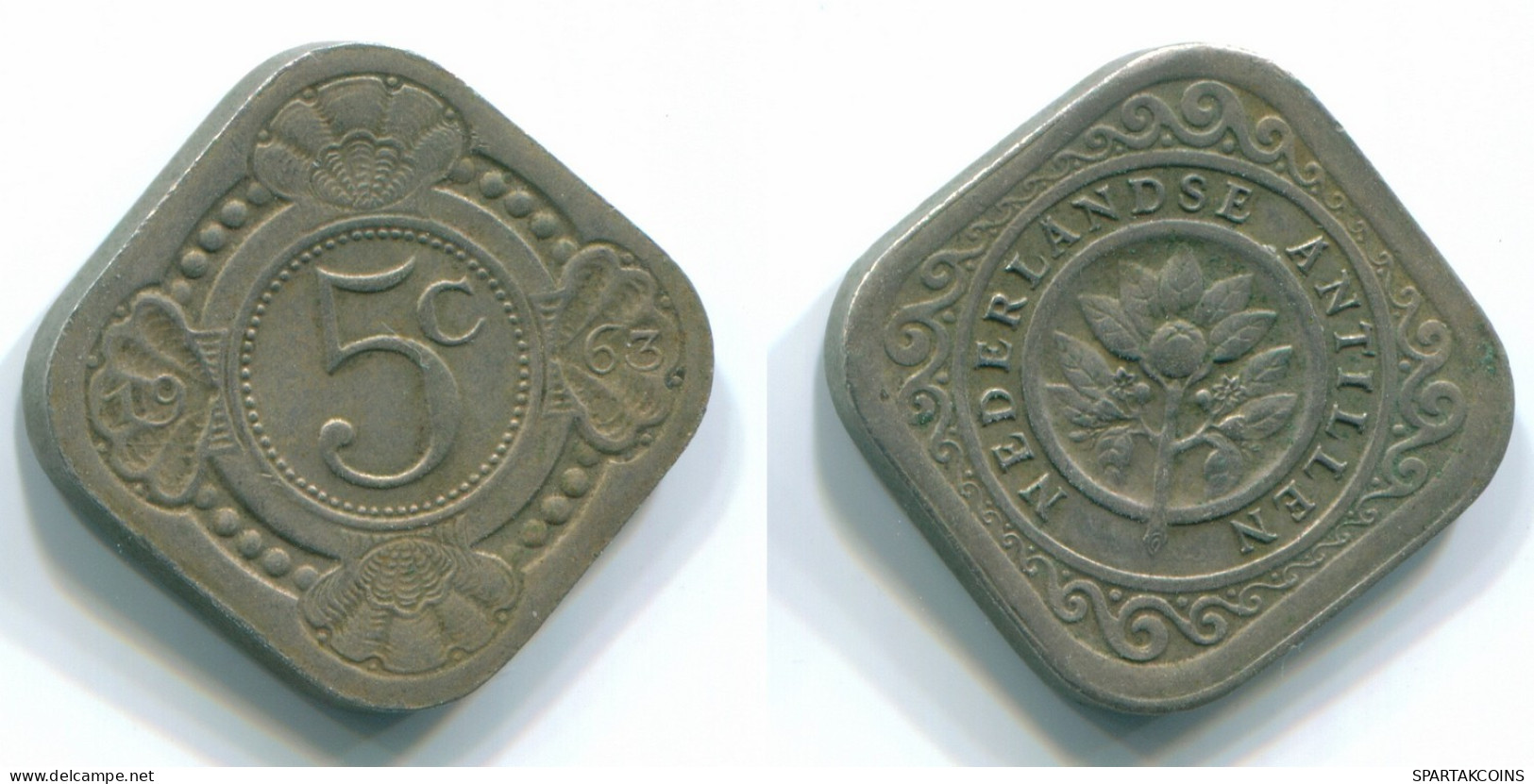 5 CENTS 1963 NETHERLANDS ANTILLES Nickel Colonial Coin #S12429.U.A - Antilles Néerlandaises