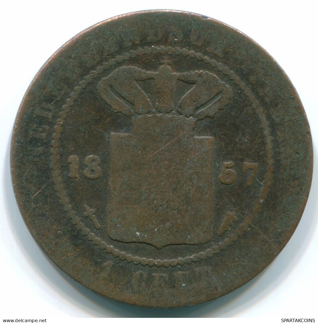 1 CENT 1857 INDES ORIENTALES NÉERLANDAISES INDONÉSIE Copper Colonial Pièce #S10044.F.A - Indes Neerlandesas