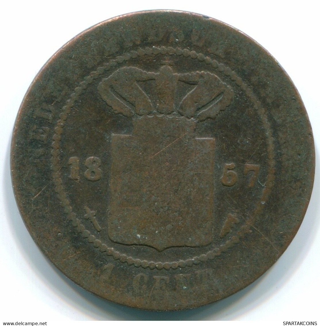 1 CENT 1857 INDES ORIENTALES NÉERLANDAISES INDONÉSIE Copper Colonial Pièce #S10044.F.A - Indes Néerlandaises