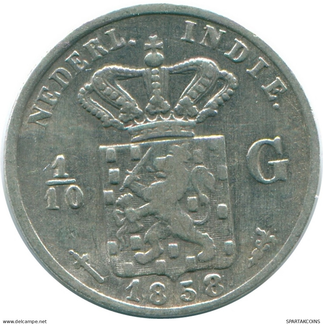 1/10 GULDEN 1858 NIEDERLANDE OSTINDIEN SILBER Koloniale Münze #NL13167.3.D.A - Indes Neerlandesas