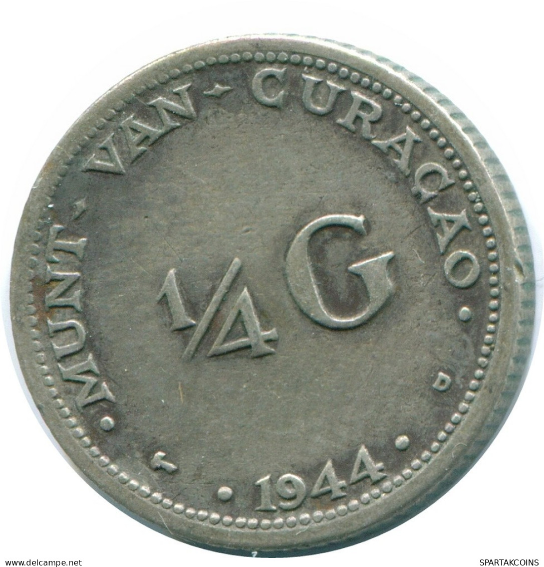 1/4 GULDEN 1944 CURACAO Netherlands SILVER Colonial Coin #NL10603.4.U.A - Curacao