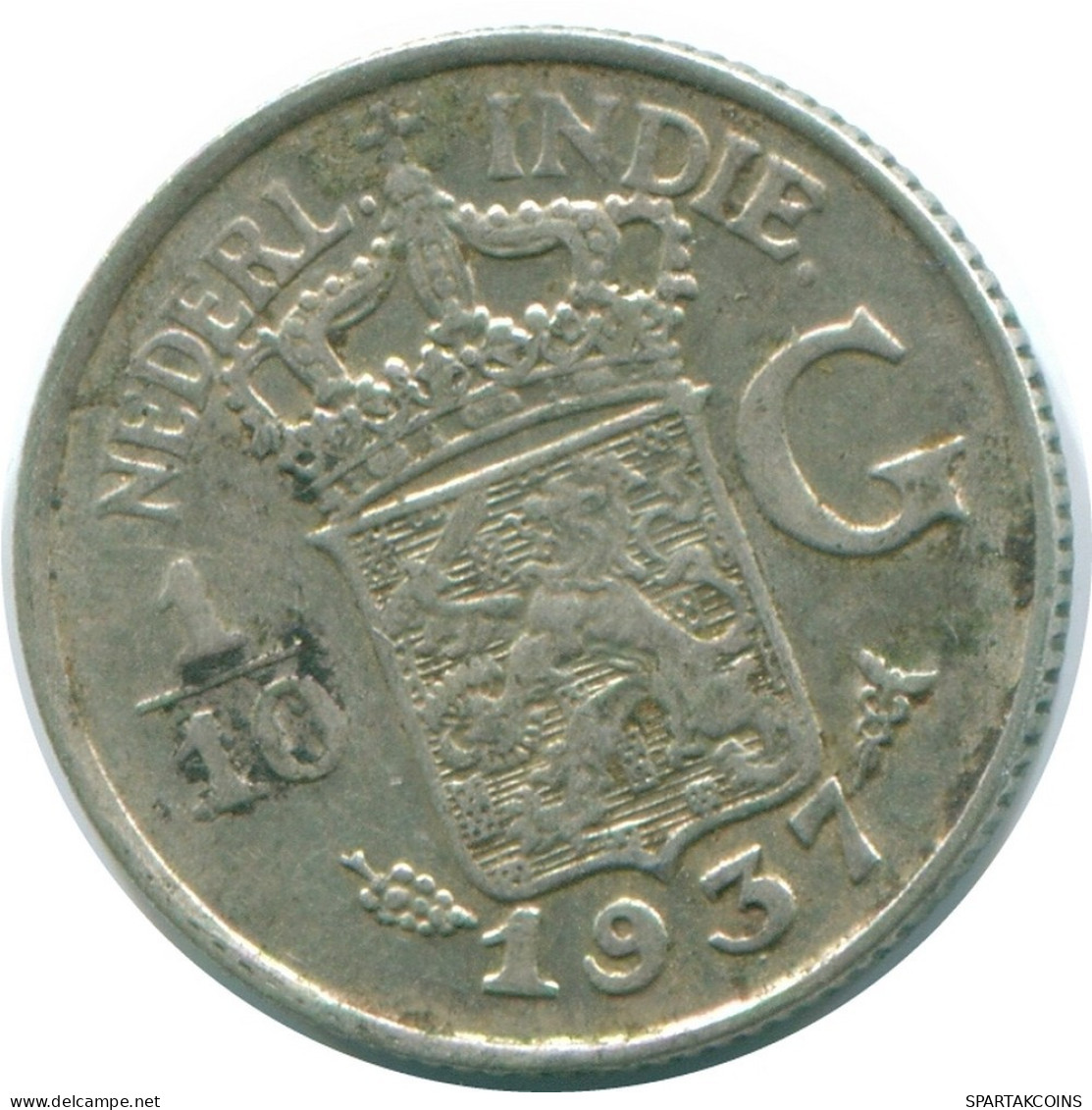 1/10 GULDEN 1937 INDES ORIENTALES NÉERLANDAISES ARGENT Colonial Pièce #NL13487.3.F.A - Indes Neerlandesas