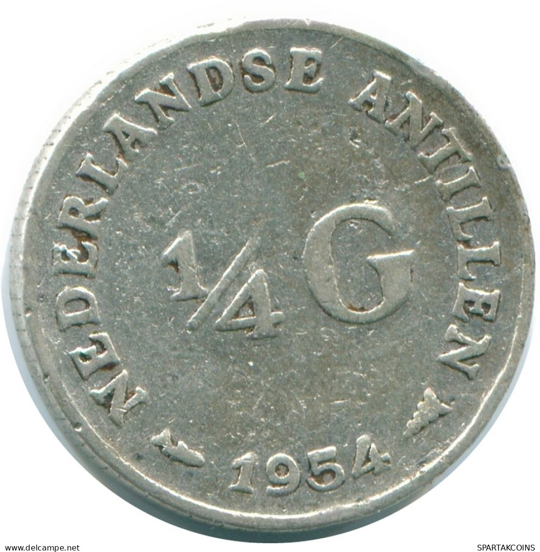 1/4 GULDEN 1954 NETHERLANDS ANTILLES SILVER Colonial Coin #NL10860.4.U.A - Antilles Néerlandaises