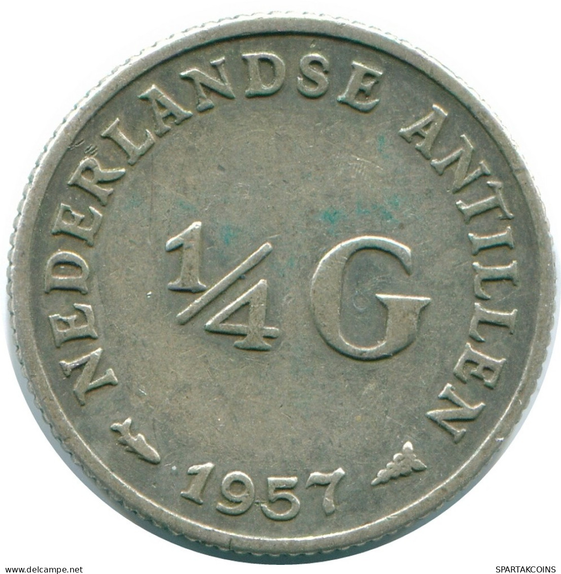 1/4 GULDEN 1957 NETHERLANDS ANTILLES SILVER Colonial Coin #NL10997.4.U.A - Antilles Néerlandaises