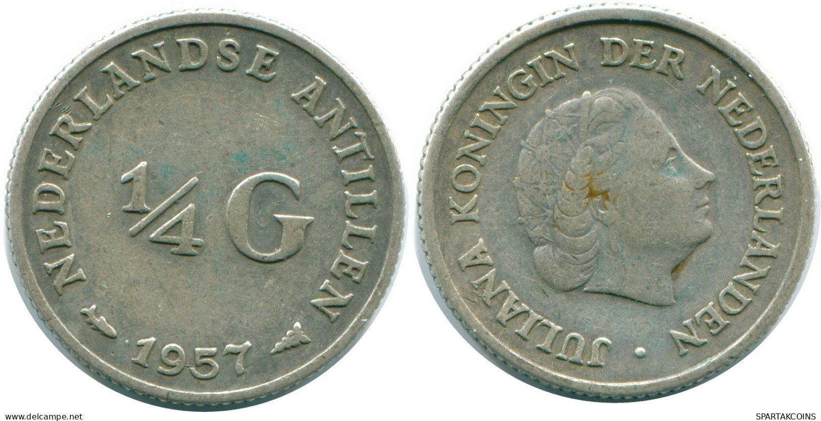 1/4 GULDEN 1957 NETHERLANDS ANTILLES SILVER Colonial Coin #NL10997.4.U.A - Antilles Néerlandaises
