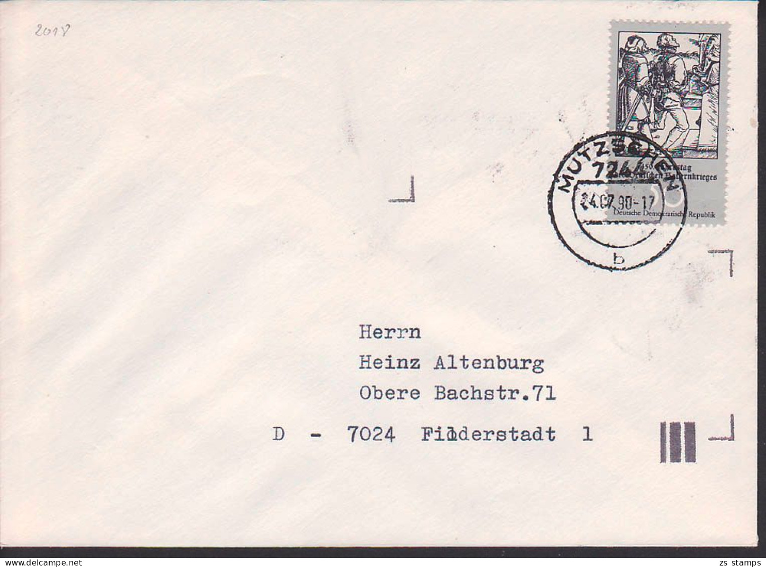 Bauernkrieg 50 Pfg. Aus Block DDR 2018 - Storia Postale