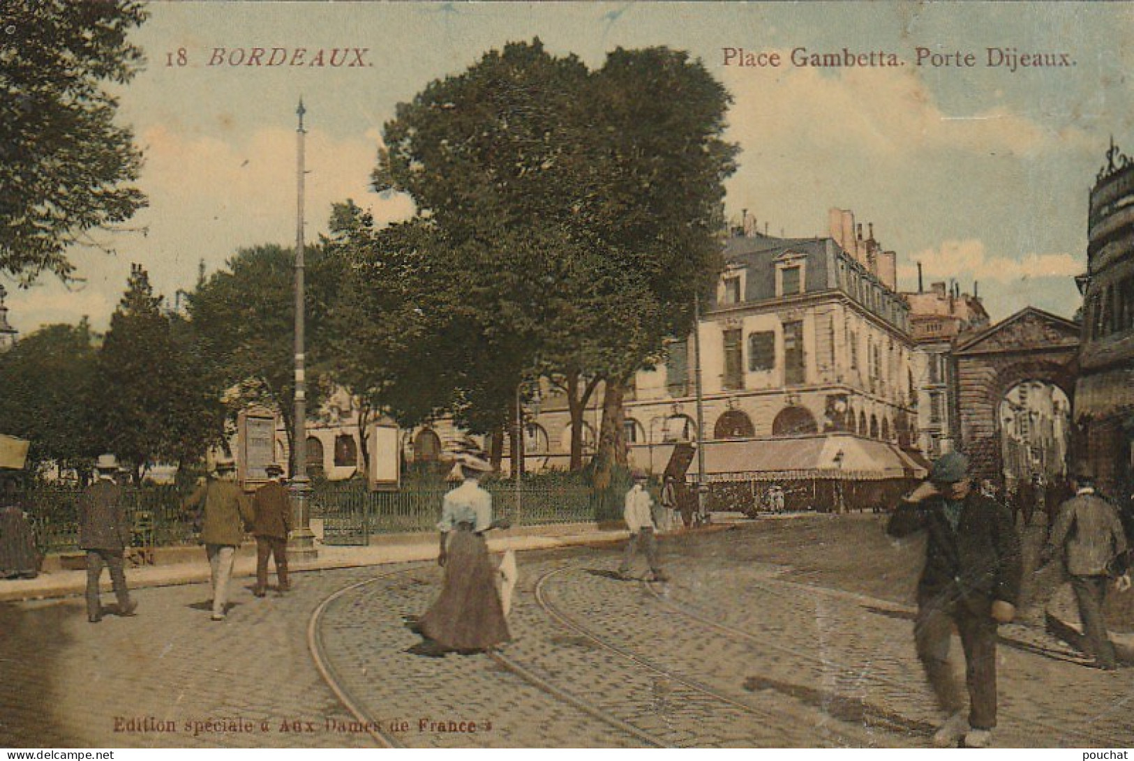 NE 10-(33) BORDEAUX - PLACE GAMBETTA - PORTE DIJEAUX  - ANIMATION - CARTE COLORISEE- 2 SCANS - Bordeaux