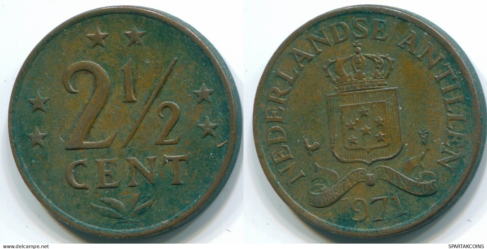 2 1/2 CENT 1971 ANTILLES NÉERLANDAISES Bronze Colonial Pièce #S10494.F.A - Antilles Néerlandaises