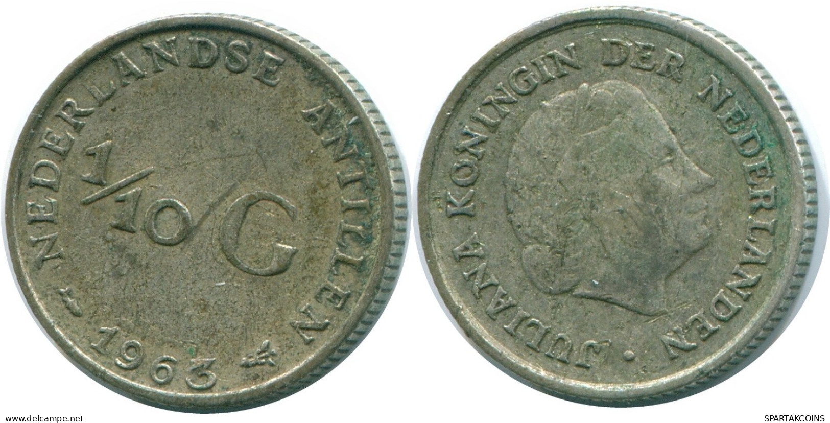 1/10 GULDEN 1963 NETHERLANDS ANTILLES SILVER Colonial Coin #NL12601.3.U.A - Antilles Néerlandaises
