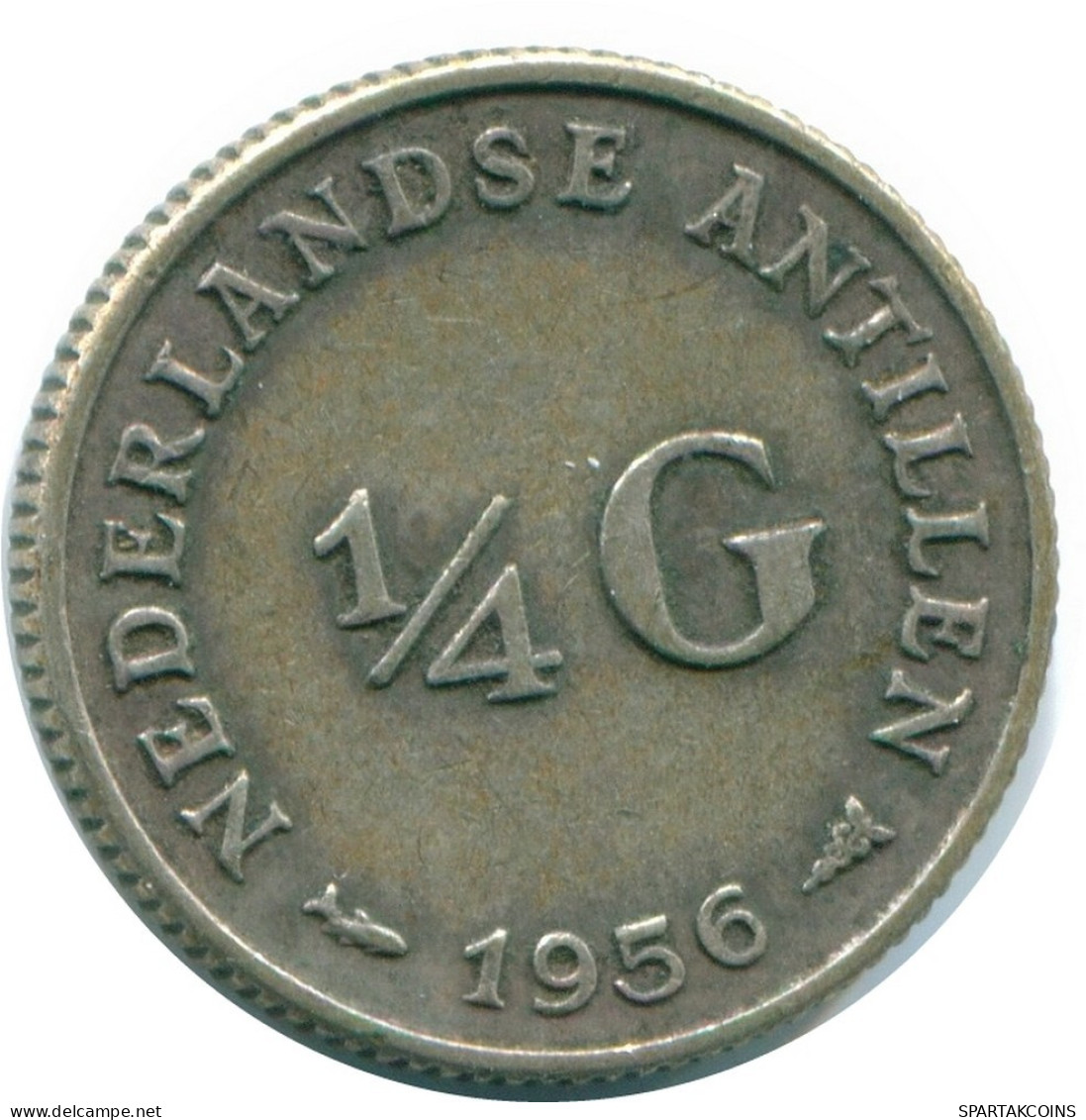 1/4 GULDEN 1956 ANTILLAS NEERLANDESAS PLATA Colonial Moneda #NL10933.4.E.A - Antilles Néerlandaises
