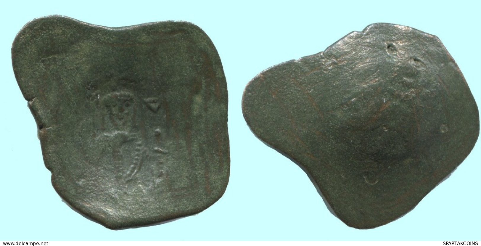 Auténtico Original Antiguo BYZANTINE IMPERIO Trachy Moneda 1.8g/26mm #AG606.4.E.A - Bizantine