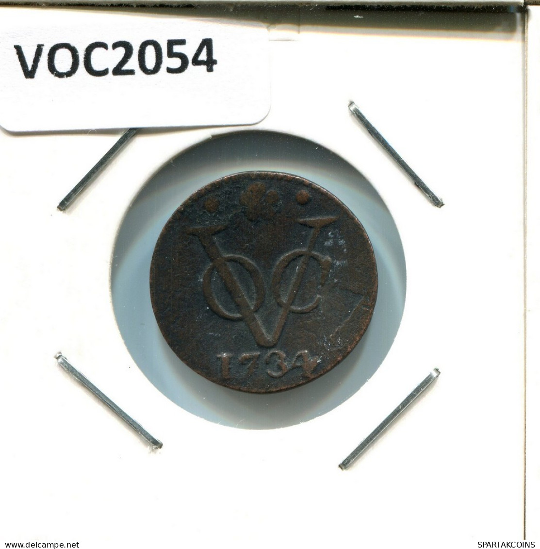 1734 HOLLAND VOC DUIT NIEDERLANDE OSTINDIEN NY COLONIAL PENNY #VOC2054.10.D.A - Indes Neerlandesas