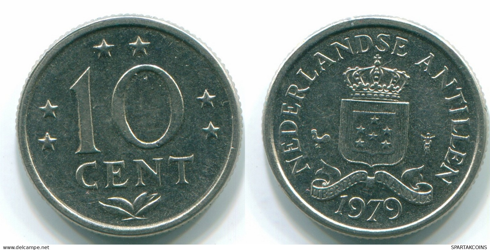 10 CENTS 1979 NETHERLANDS ANTILLES Nickel Colonial Coin #S13608.U.A - Antilles Néerlandaises