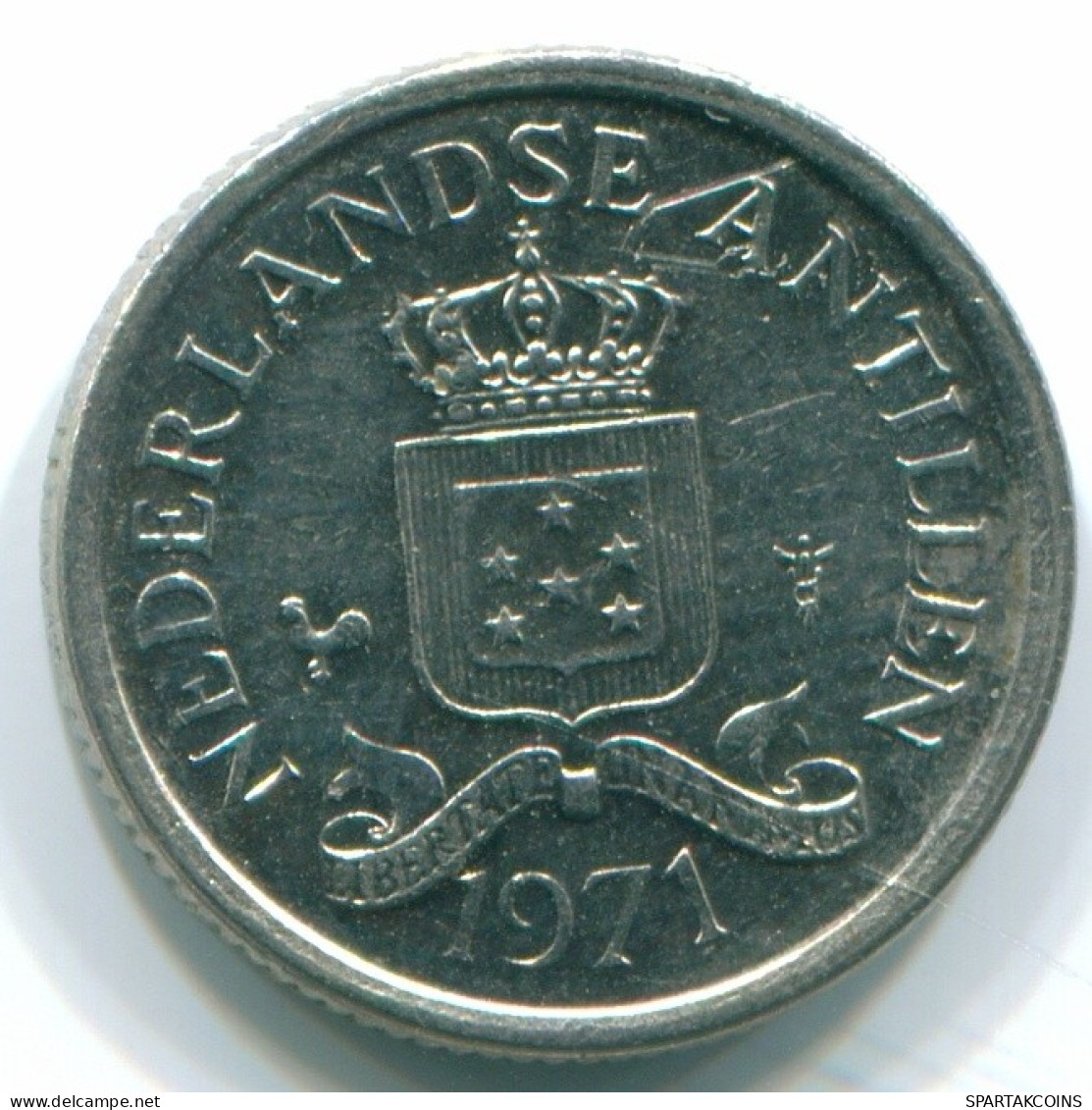 10 CENTS 1971 ANTILLES NÉERLANDAISES Nickel Colonial Pièce #S13431.F.A - Antilles Néerlandaises