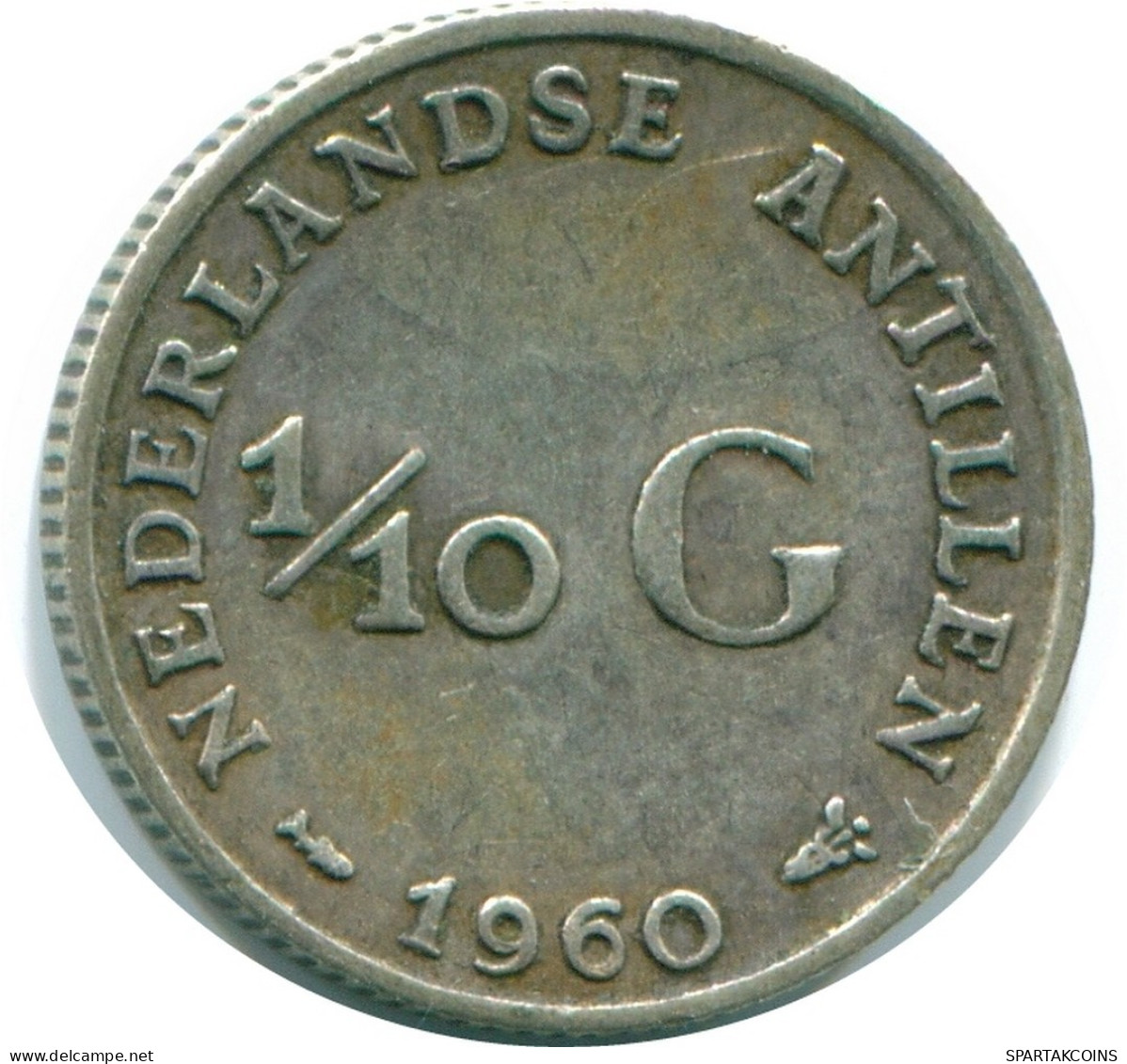 1/10 GULDEN 1960 NETHERLANDS ANTILLES SILVER Colonial Coin #NL12318.3.U.A - Niederländische Antillen