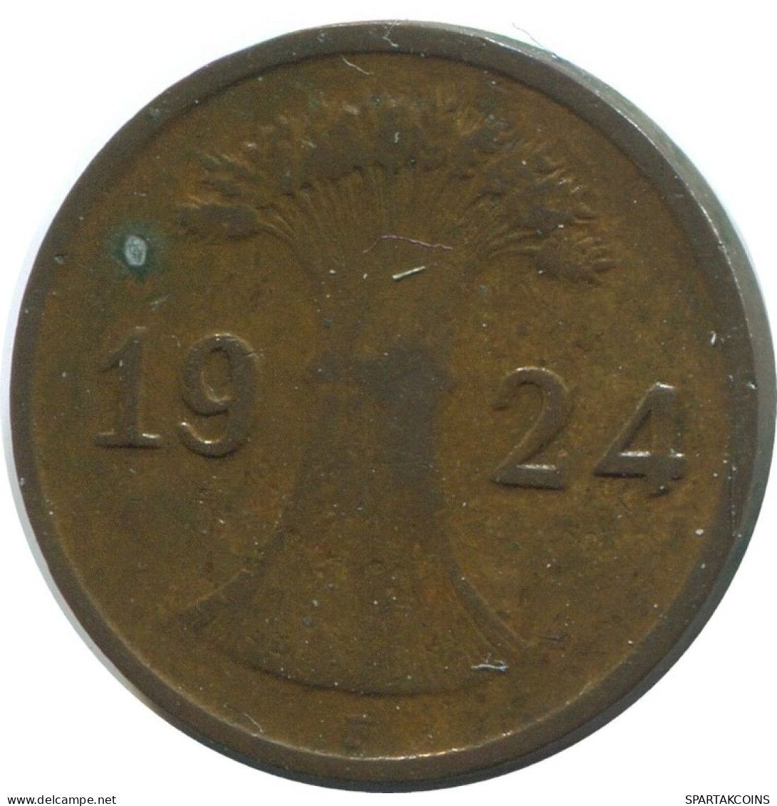 1 RENTENPFENNIG 1924 F GERMANY Coin #AE192.U.A - 1 Rentenpfennig & 1 Reichspfennig