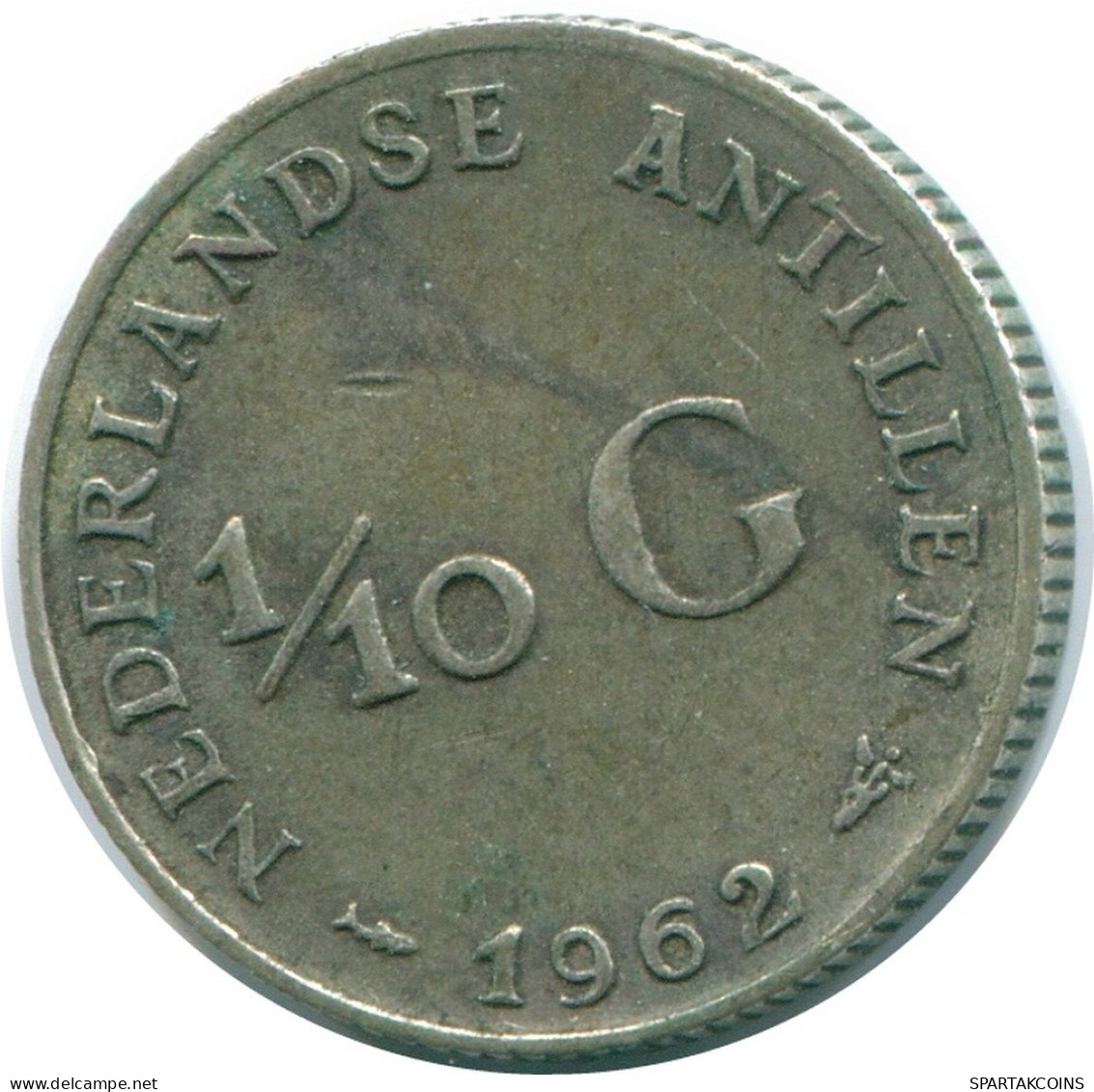 1/10 GULDEN 1962 ANTILLAS NEERLANDESAS PLATA Colonial Moneda #NL12429.3.E.A - Antilles Néerlandaises