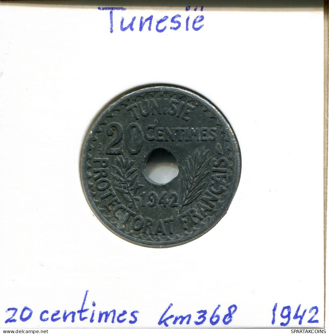 20 CENTIMES 1942 TUNISIA Coin #AP801.2.U.A - Tunisie