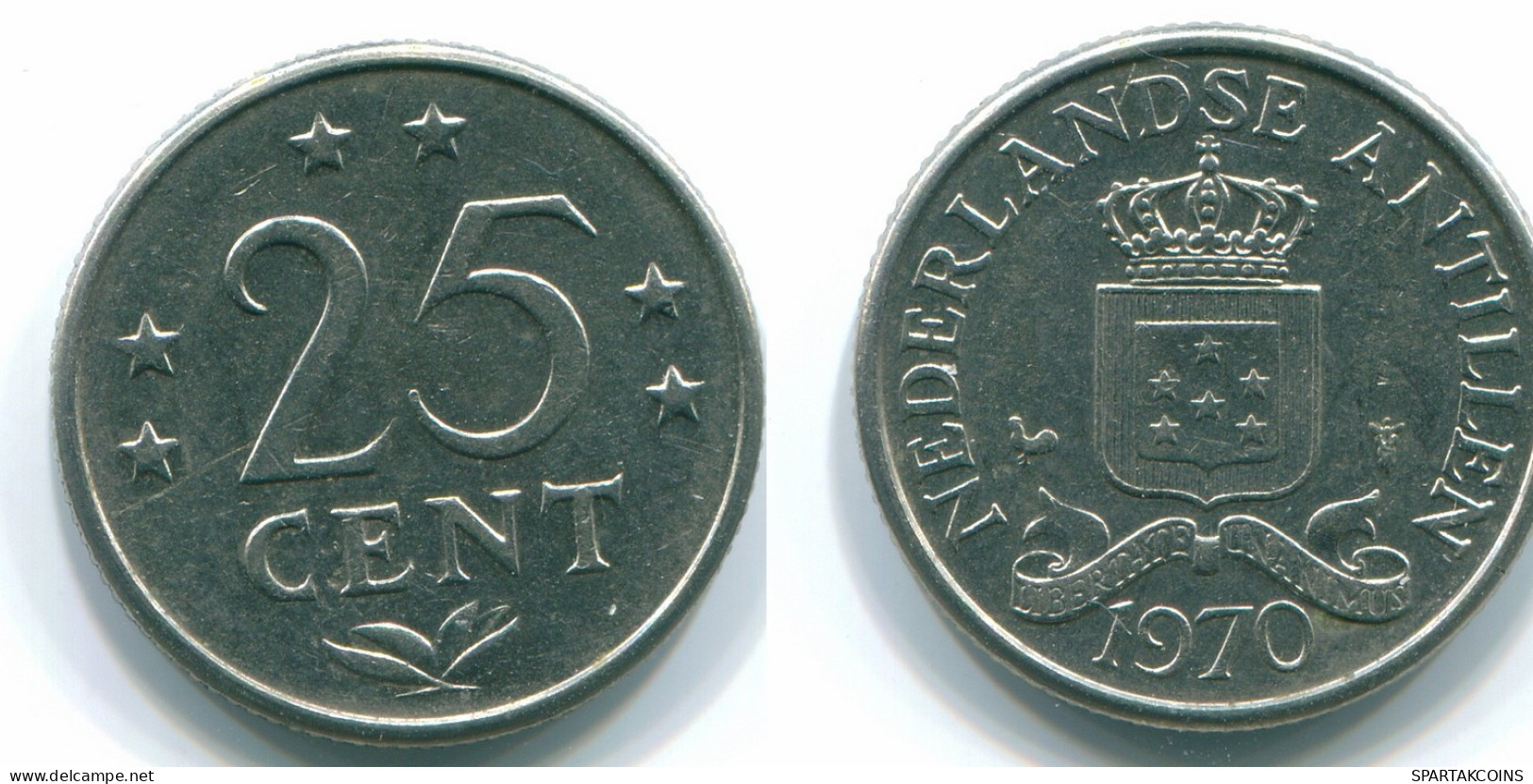 25 CENTS 1970 ANTILLES NÉERLANDAISES Nickel Colonial Pièce #S11445.F.A - Netherlands Antilles