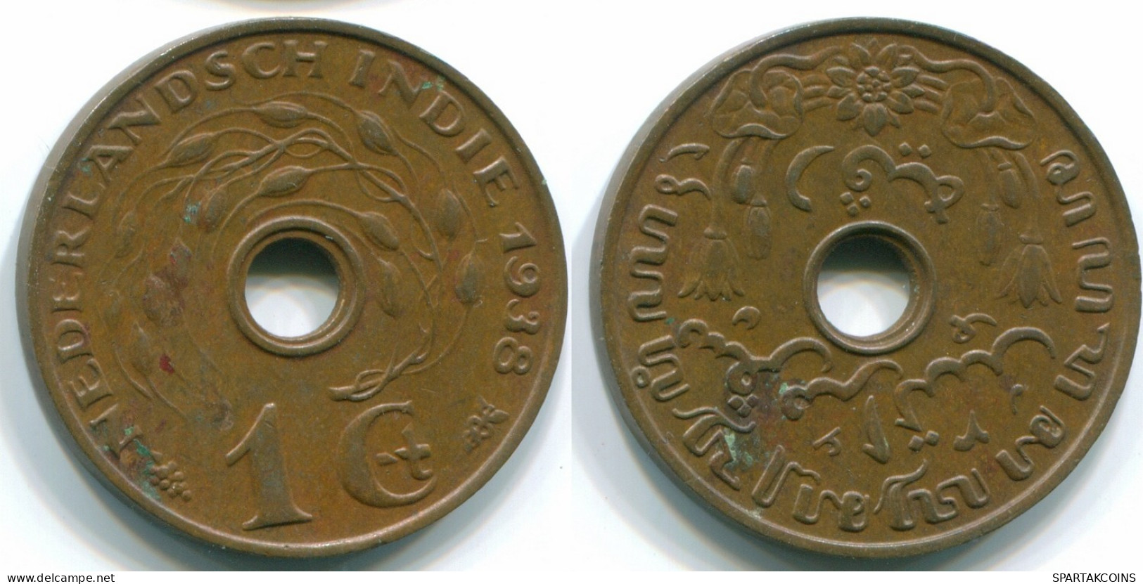 1 CENT 1938 INDES ORIENTALES NÉERLANDAISES INDONÉSIE INDONESIA Bronze Colonial Pièce #S10269.F.A - Niederländisch-Indien