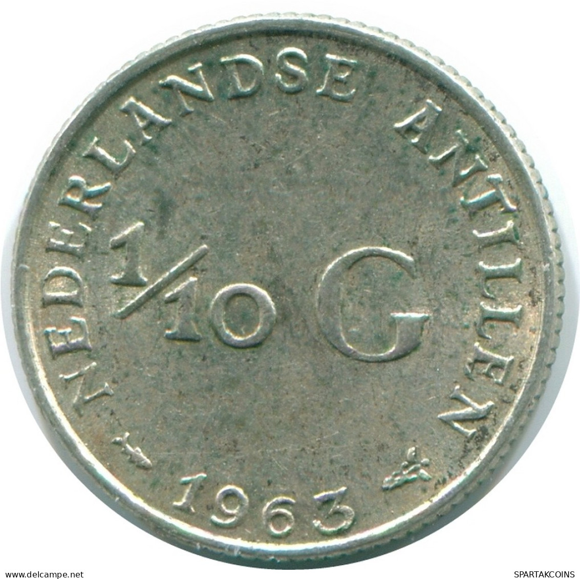 1/10 GULDEN 1963 ANTILLES NÉERLANDAISES ARGENT Colonial Pièce #NL12544.3.F.A - Netherlands Antilles