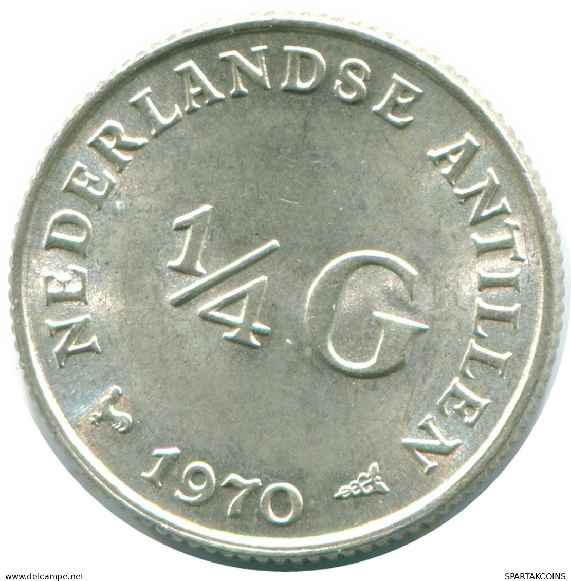 1/4 GULDEN 1970 ANTILLES NÉERLANDAISES ARGENT Colonial Pièce #NL11642.4.F.A - Netherlands Antilles