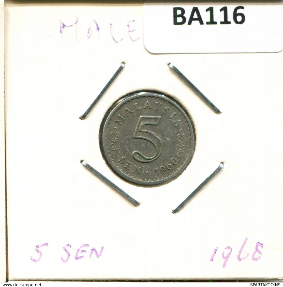 5 SEN 1968 MALAYSIA Coin #BA116.U.A - Maleisië