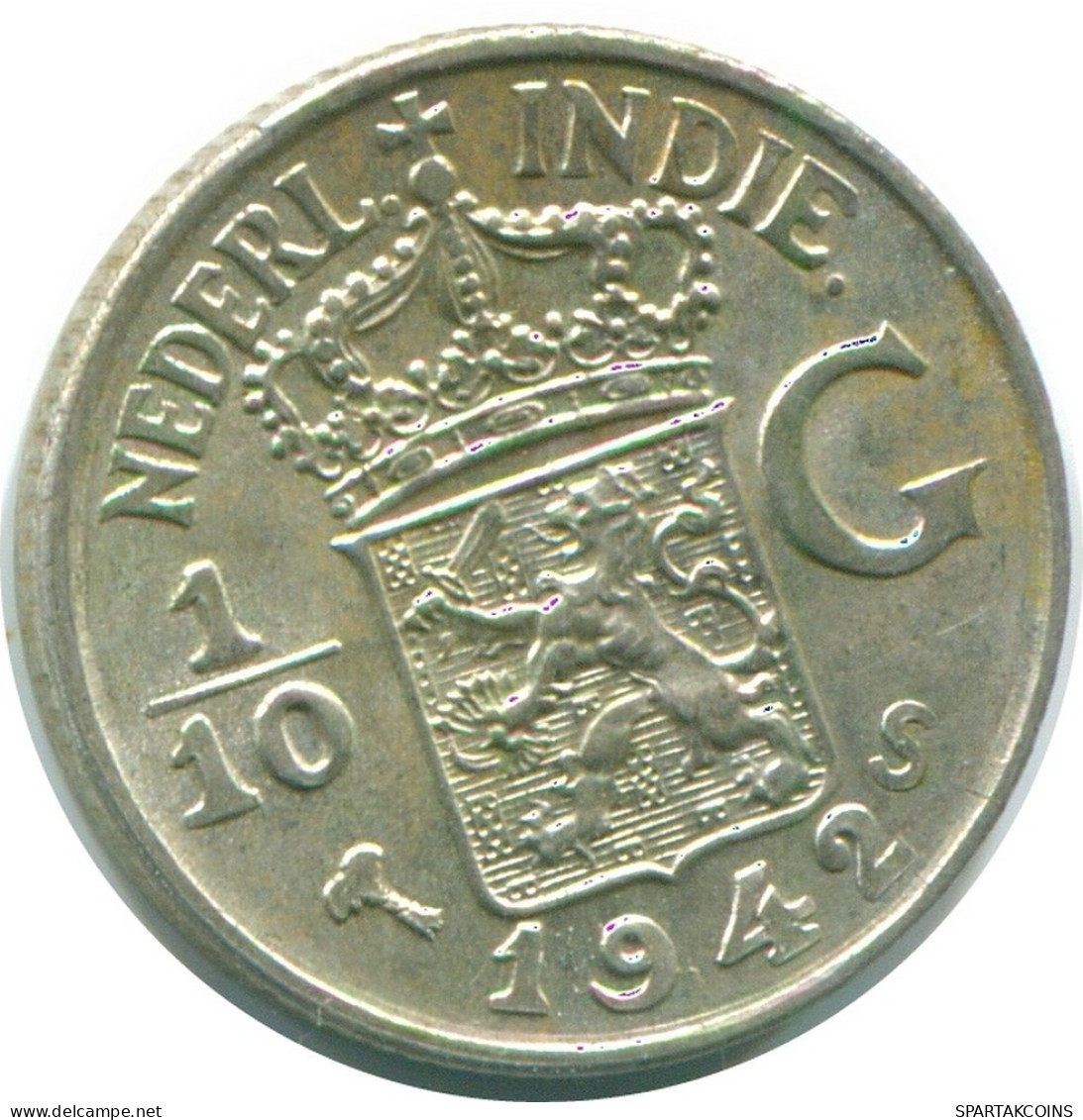 1/10 GULDEN 1942 NIEDERLANDE OSTINDIEN SILBER Koloniale Münze #NL13901.3.D.A - Indes Néerlandaises